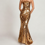 Gold strapless sequin mermaid gown
