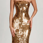 Gold strapless sequin mermaid gown