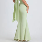 Sage green strapless mermaid maxi dress